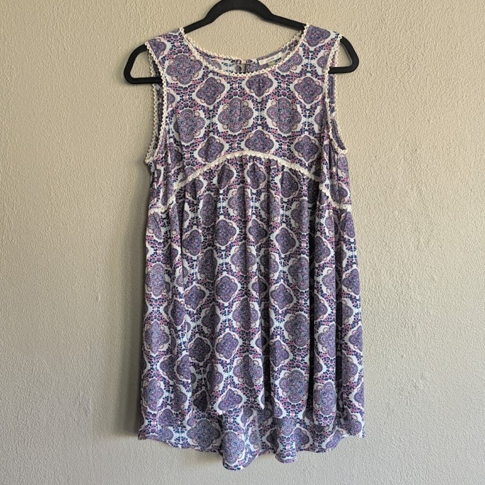 JODIFL Purple Patterned Sleeveless Boho Blouse
